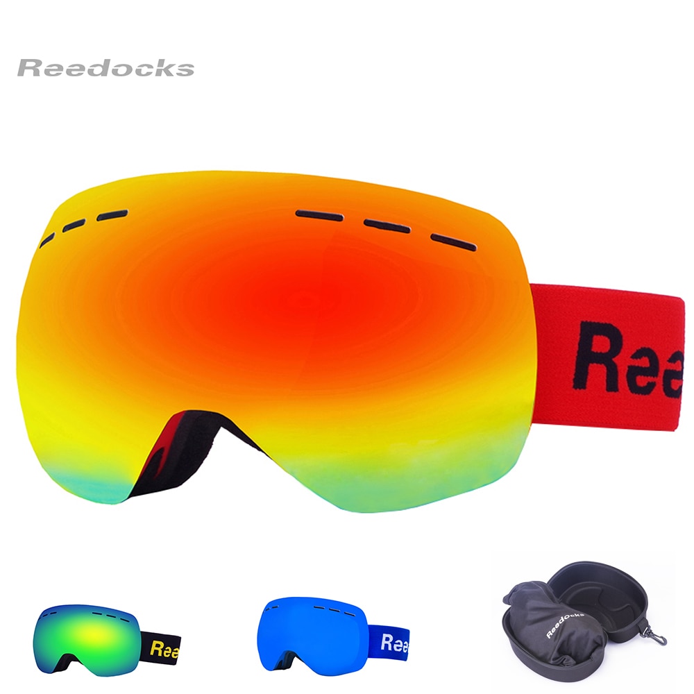Reedocks 브랜드의 새로운 더블 레이어 스키 고글 uv400 안티-안개 큰 마스크 안경 남성 여성 스노우 안경 스노우 보드 고글 케이스